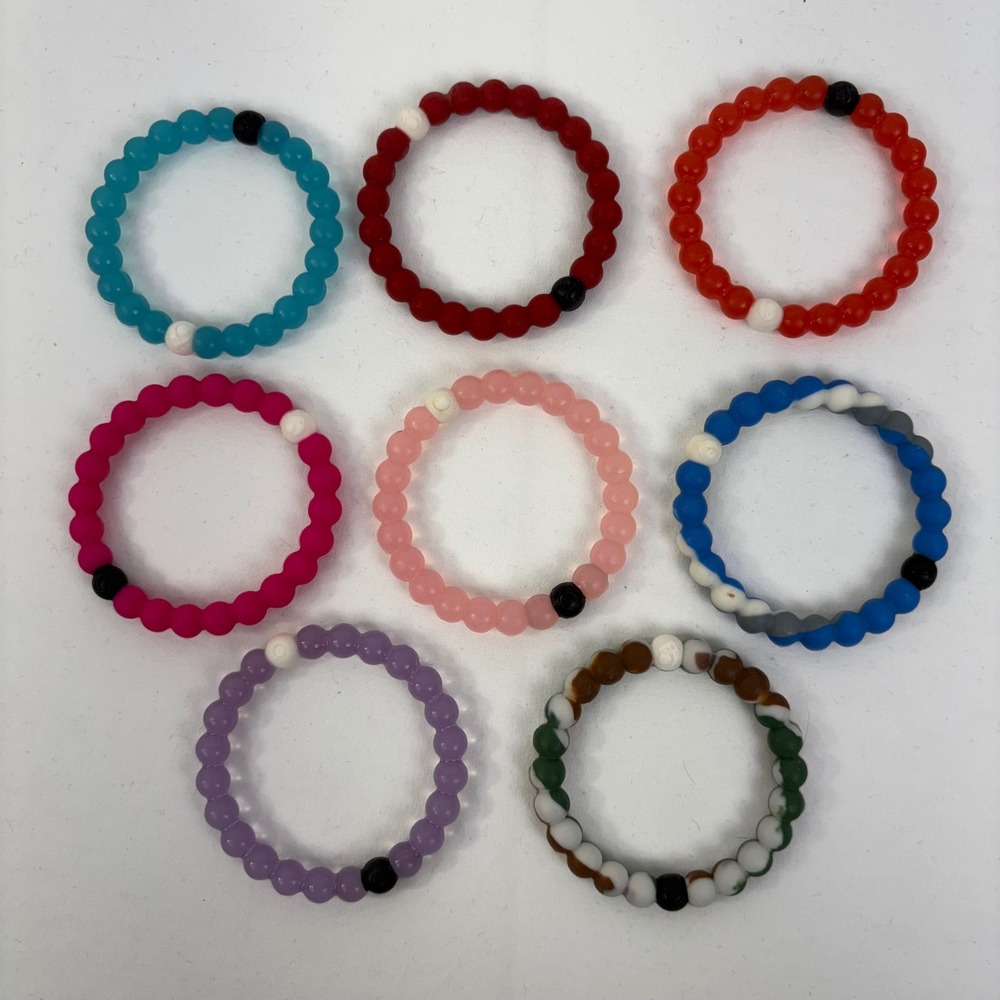 Lokai Silicone Beaded Bracelet Lot of 8 Mixed Colors Unisex Size Small